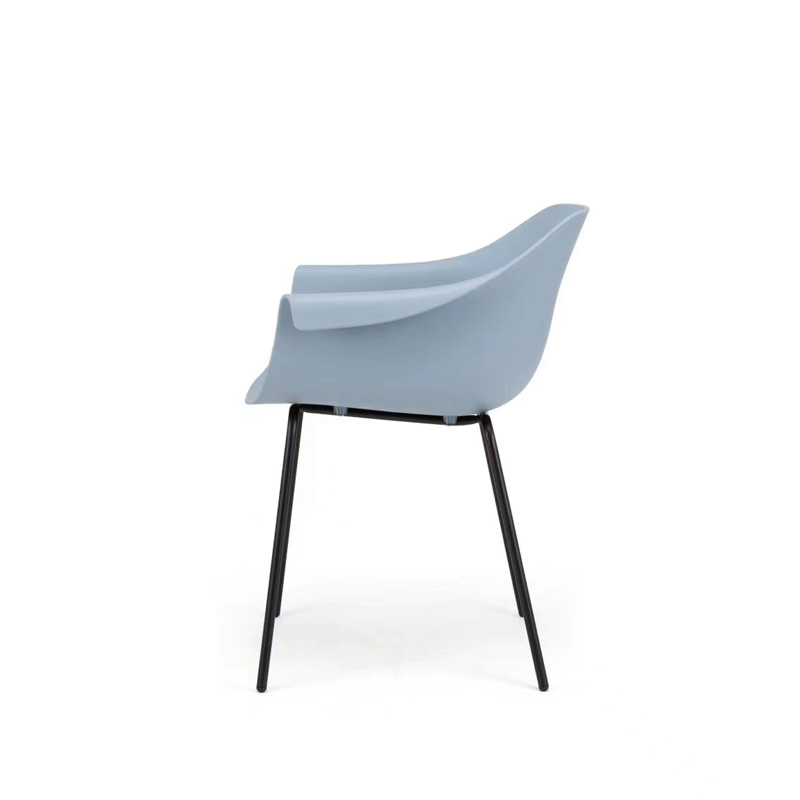 plastic armchair with metal legs
