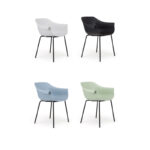 plastic armchair with metal legs