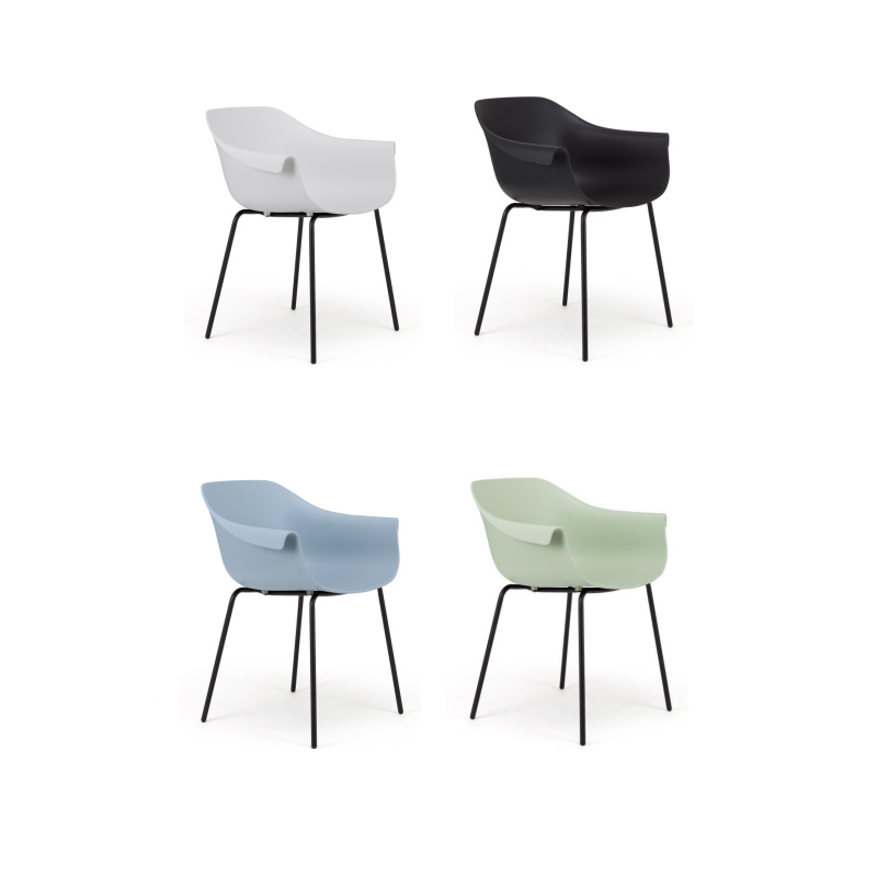 plastic armchair with metal legs