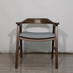 Mid-Century Modern Wooden Dining Chair with Armrest