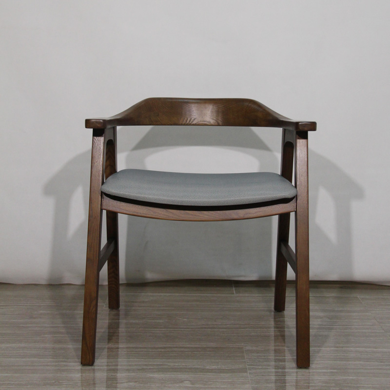 Mid-Century Modern Wooden Dining Chair with Armrest