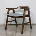 Mid-Century Modern Wooden Dining Chair with Armrest