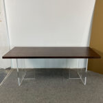 Minimalist Wooden Dining Table with Clear Acrylic Legs