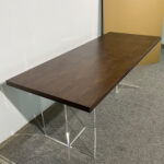 Minimalist Wooden Dining Table with Clear Acrylic Legs