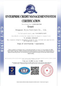 DEJELL FURNITURE - Certifications_enterprise credit