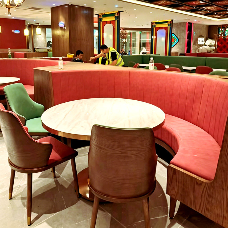 Curved booth seating for restaurant interior by Dejell