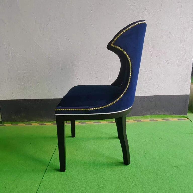 Upholstered restaurant chair seat fabric detail