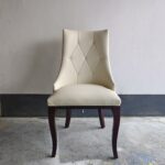 Diamond tufted upholstered dining chair with white ash wood frame by Dejell