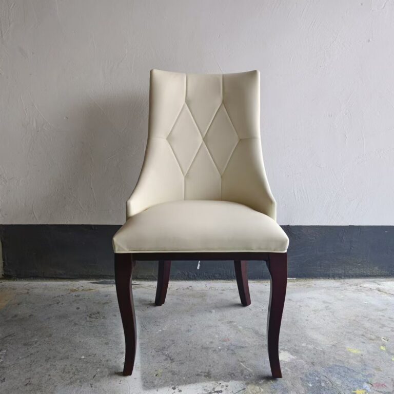 Diamond tufted upholstered dining chair with white ash wood frame by Dejell