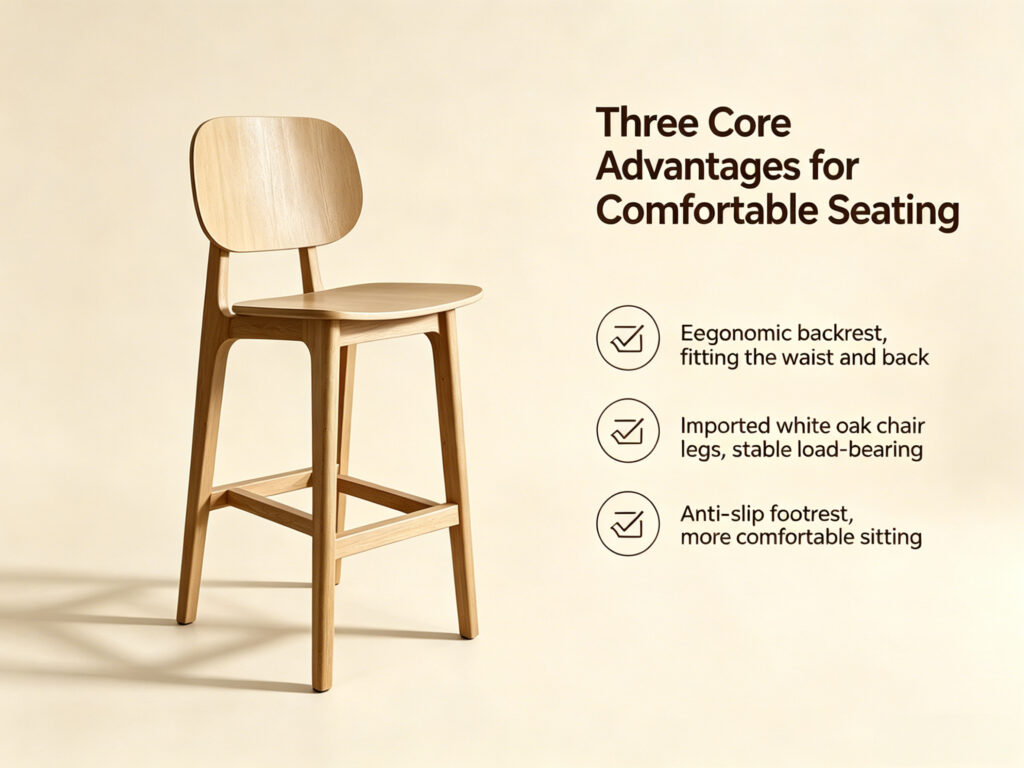 Beech wood bar stool three advantages - ergonomic backrest, solid wood legs, anti-slip footrest by Dejell