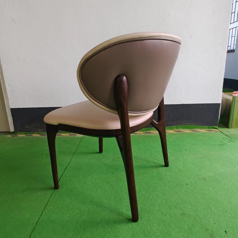 Dejell cream white dining chair side back angle view