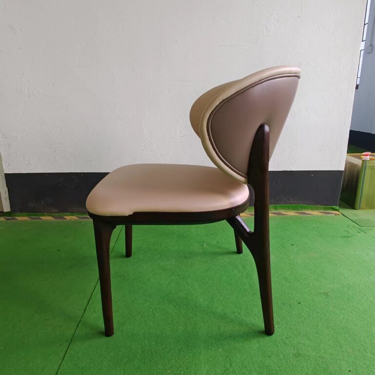 Dejell cream white dining chair left side profile view