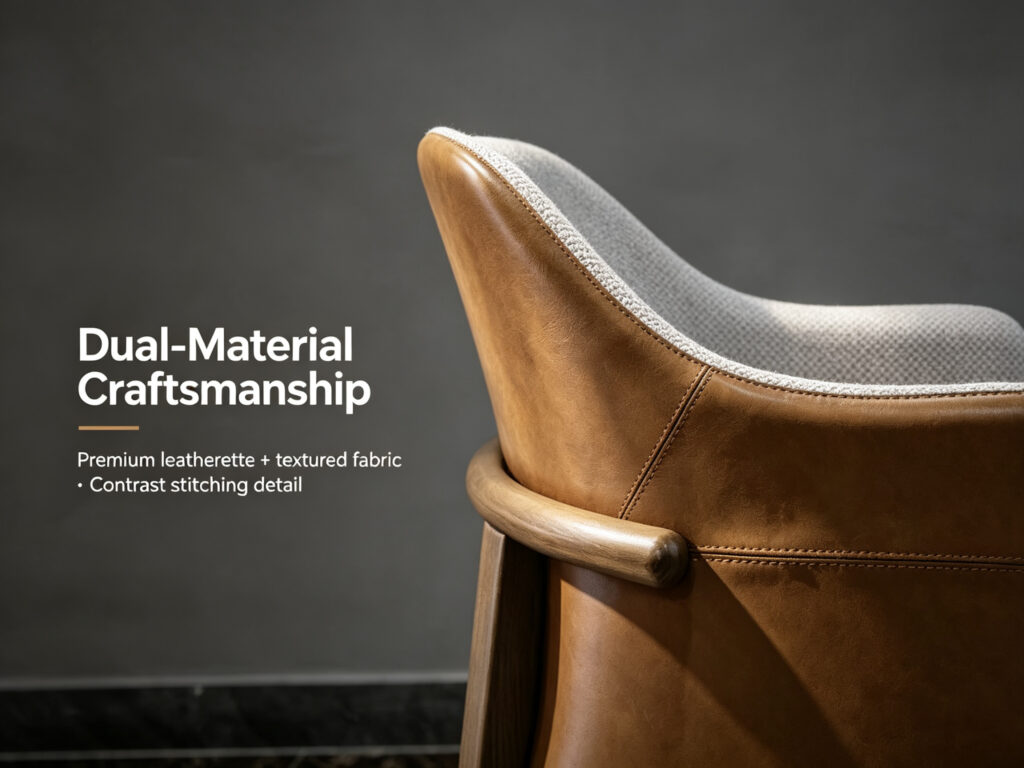 Dual-Material Craftsmanship - Premium leatherette and textured fabric with contrast stitching detail on Dejell GD-W106