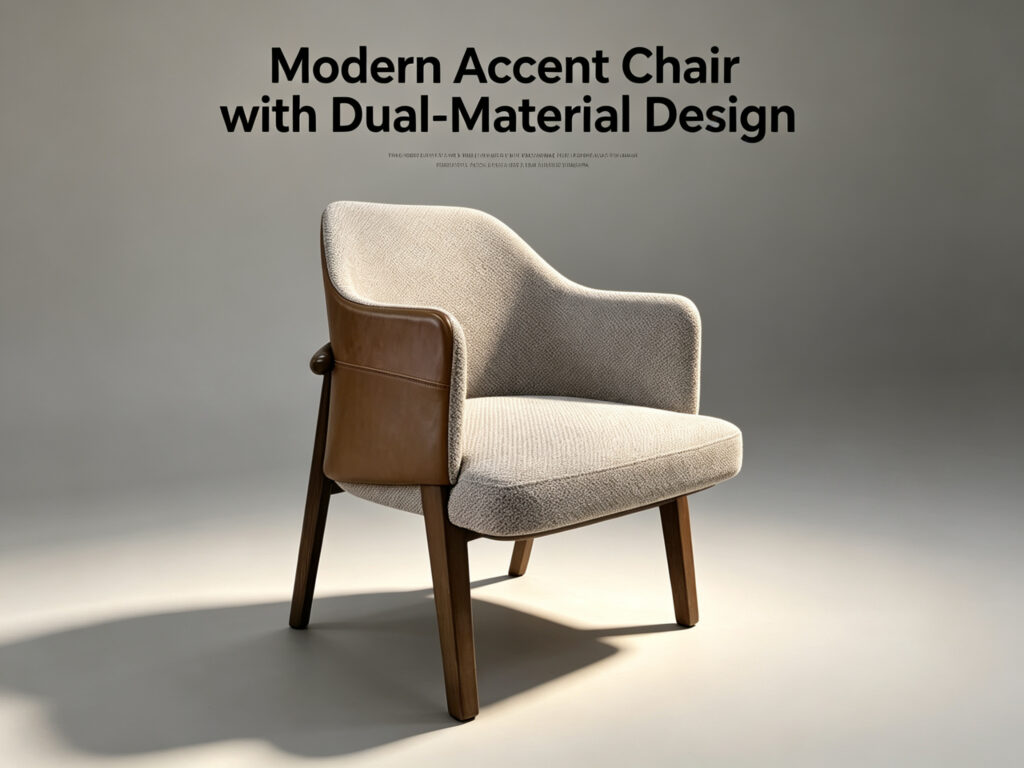 Modern Accent Chair with Dual-Material Design - Dejell GD-W106 product hero shot on gray background