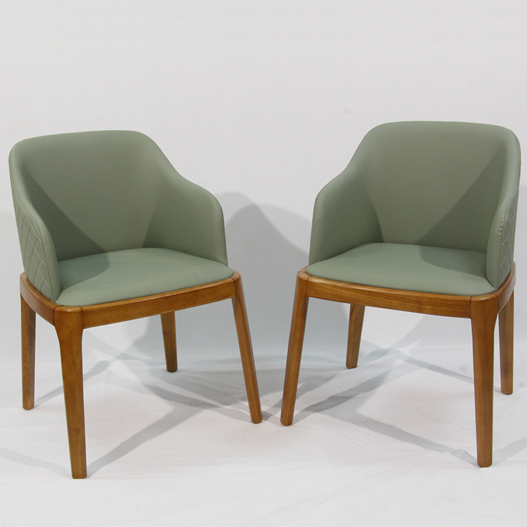DJ-W384 green upholstered dining chair with solid wood frame by Dejell Furniture - commercial restaurant and cafe seating