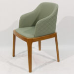 DJ-W384 green upholstered dining chair with solid wood frame by Dejell Furniture - commercial restaurant and cafe seating