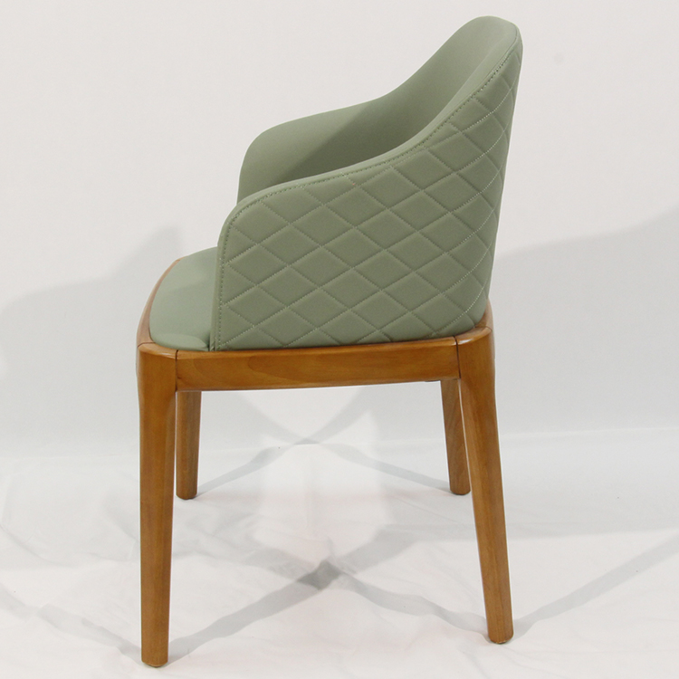 DJ-W384 green upholstered dining chair with solid wood frame by Dejell Furniture - commercial restaurant and cafe seating