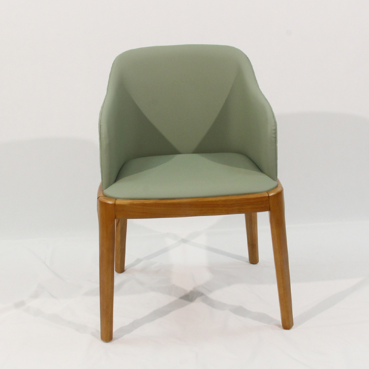 DJ-W384 green upholstered dining chair with solid wood frame by Dejell Furniture - commercial restaurant and cafe seating
