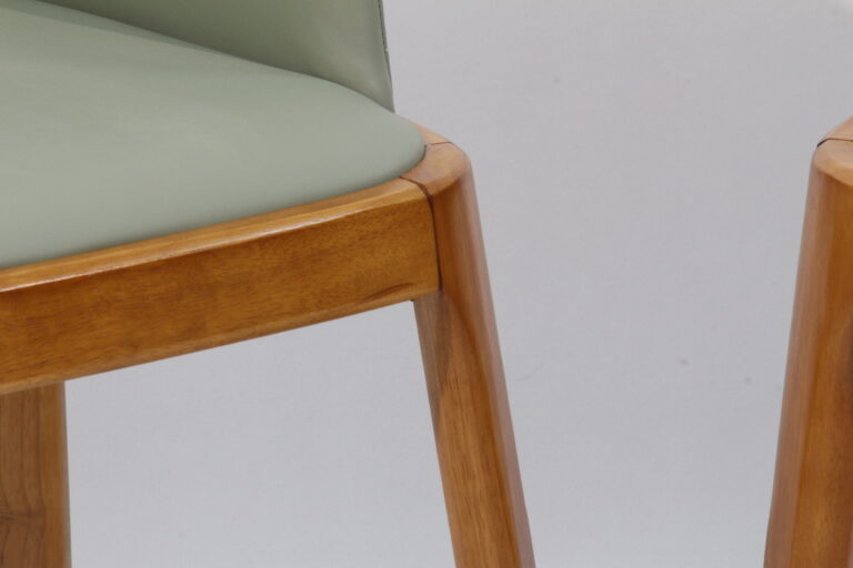 DJ-W384 green upholstered dining chair with solid wood frame by Dejell Furniture - commercial restaurant and cafe seating