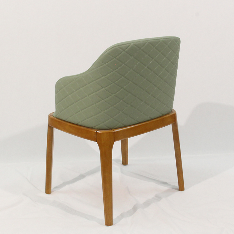 DJ-W384 green upholstered dining chair with solid wood frame by Dejell Furniture - commercial restaurant and cafe seating