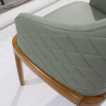 DJ-W384 green upholstered dining chair with solid wood frame by Dejell Furniture - commercial restaurant and cafe seating