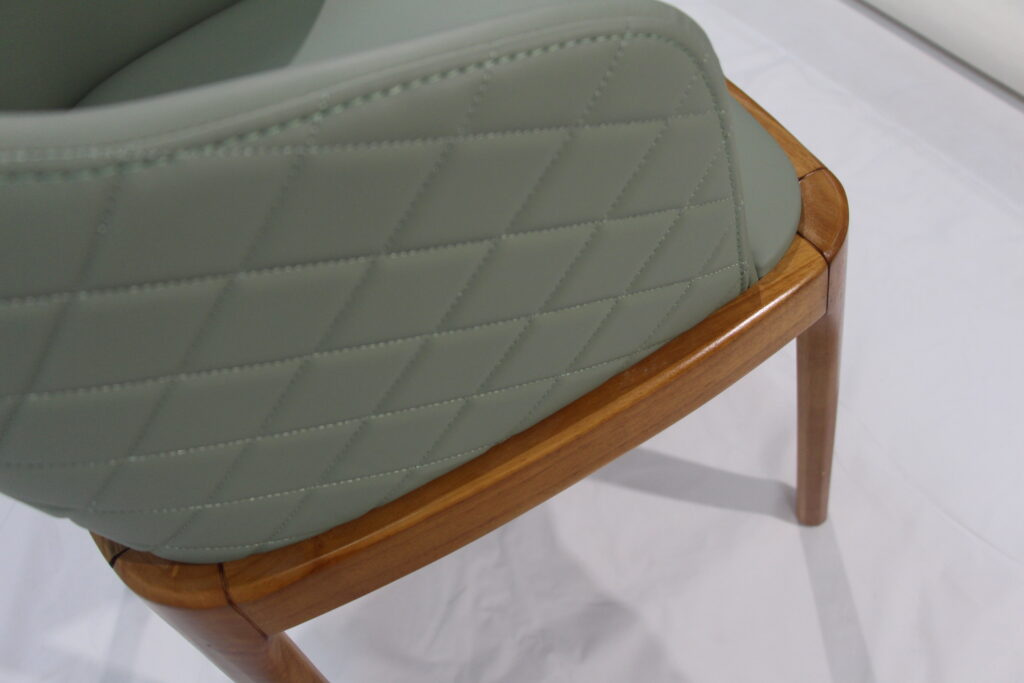 DJ-W384 green upholstered dining chair with solid wood frame by Dejell Furniture - commercial restaurant and cafe seating