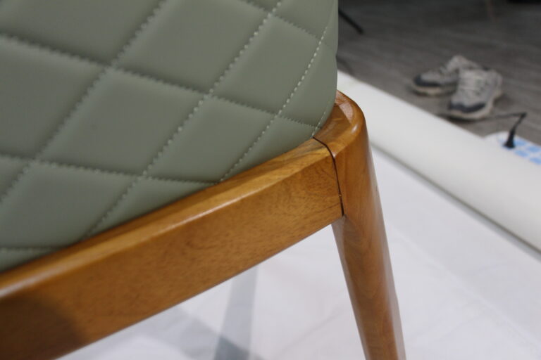 DJ-W384 green upholstered dining chair with solid wood frame by Dejell Furniture - commercial restaurant and cafe seating