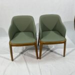 DJ-W384 green upholstered dining chair with solid wood frame by Dejell Furniture - commercial restaurant and cafe seating