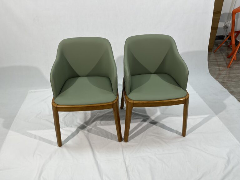 DJ-W384 green upholstered dining chair with solid wood frame by Dejell Furniture - commercial restaurant and cafe seating