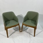 DJ-W384 green upholstered dining chair with solid wood frame by Dejell Furniture - commercial restaurant and cafe seating