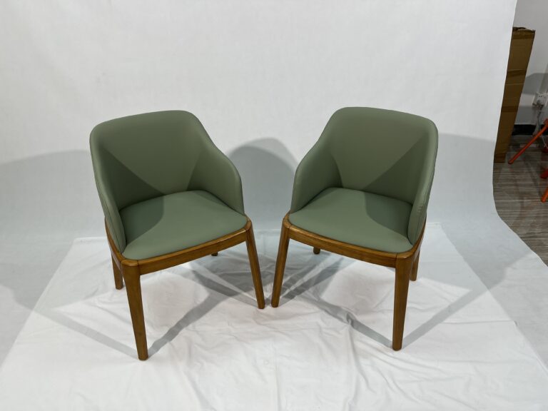 DJ-W384 green upholstered dining chair with solid wood frame by Dejell Furniture - commercial restaurant and cafe seating