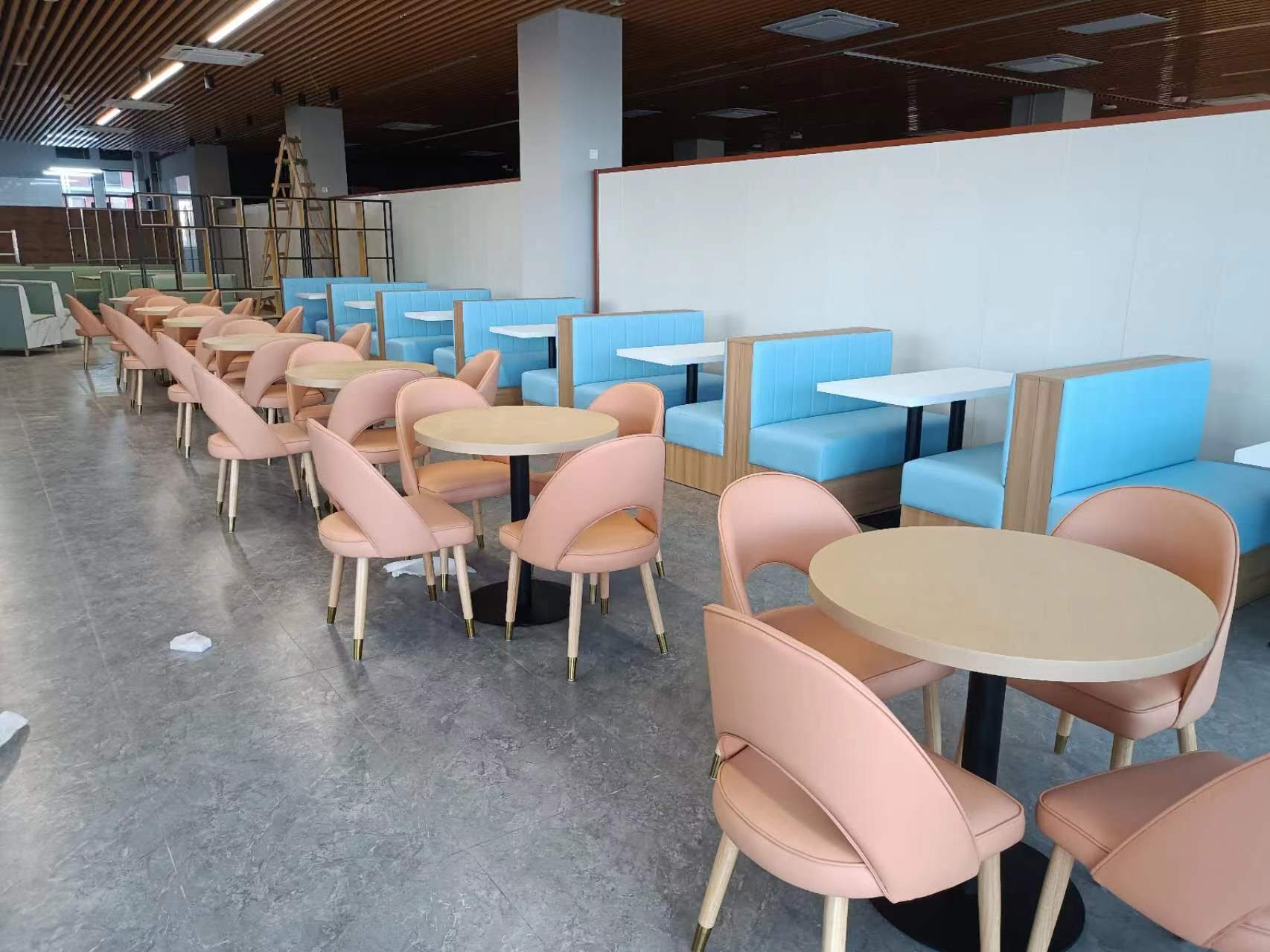 Light blue booth seating zone in Dining Hall No. 1